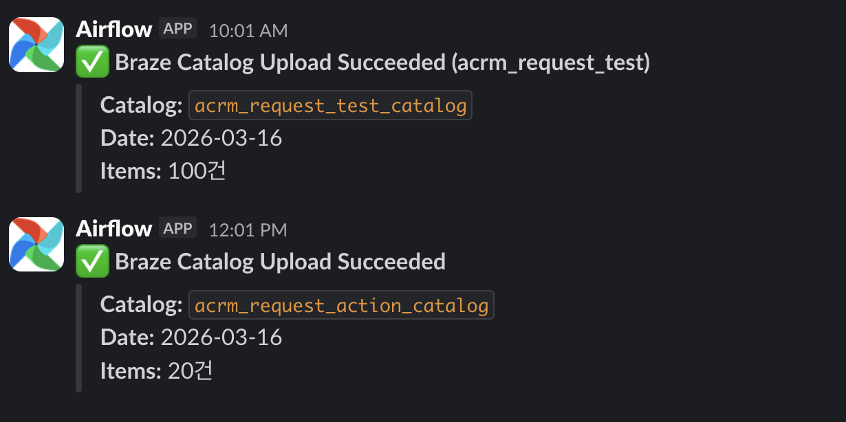Airflow Braze Catalog 업로드 슬랙 알림