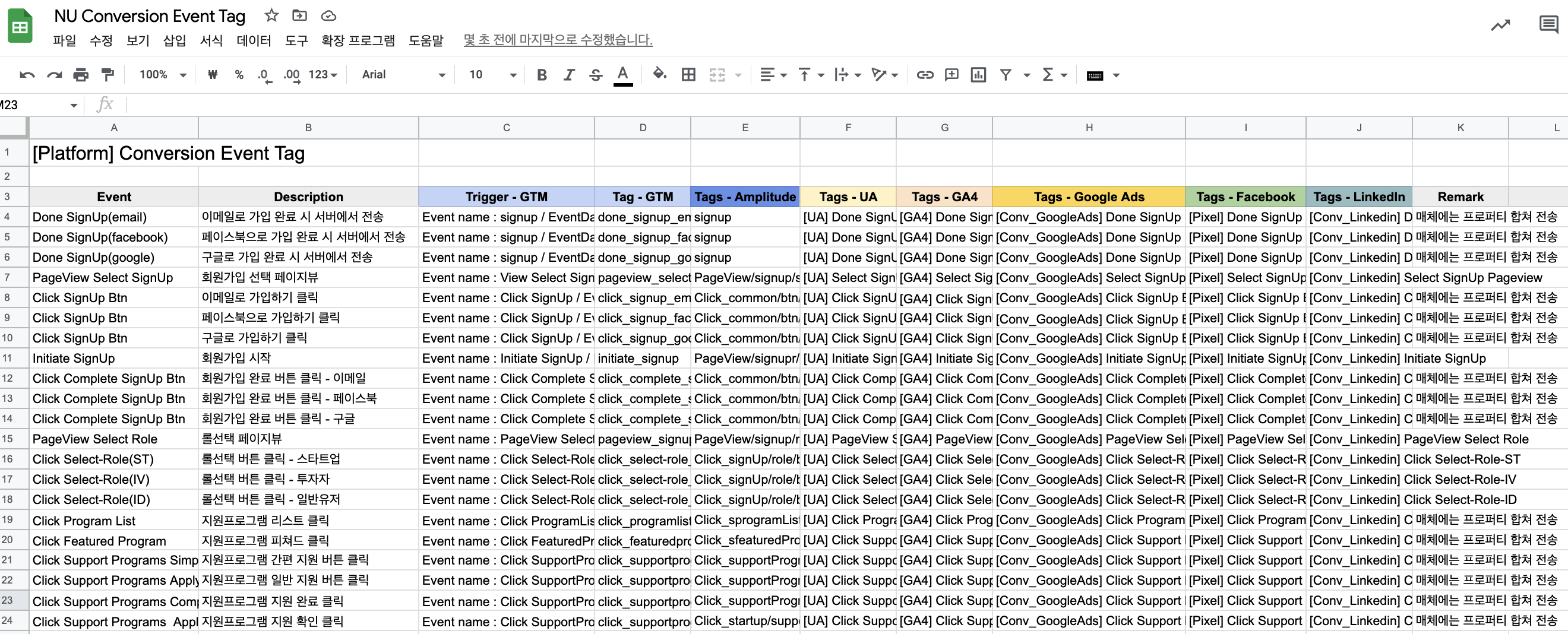 Conversion Tag Mapping 증빙